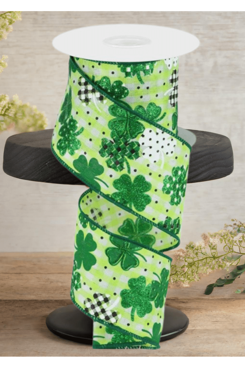 Shop For 2.5" Pattern Shamrock Ribbon: Lime Green (10 Yards)