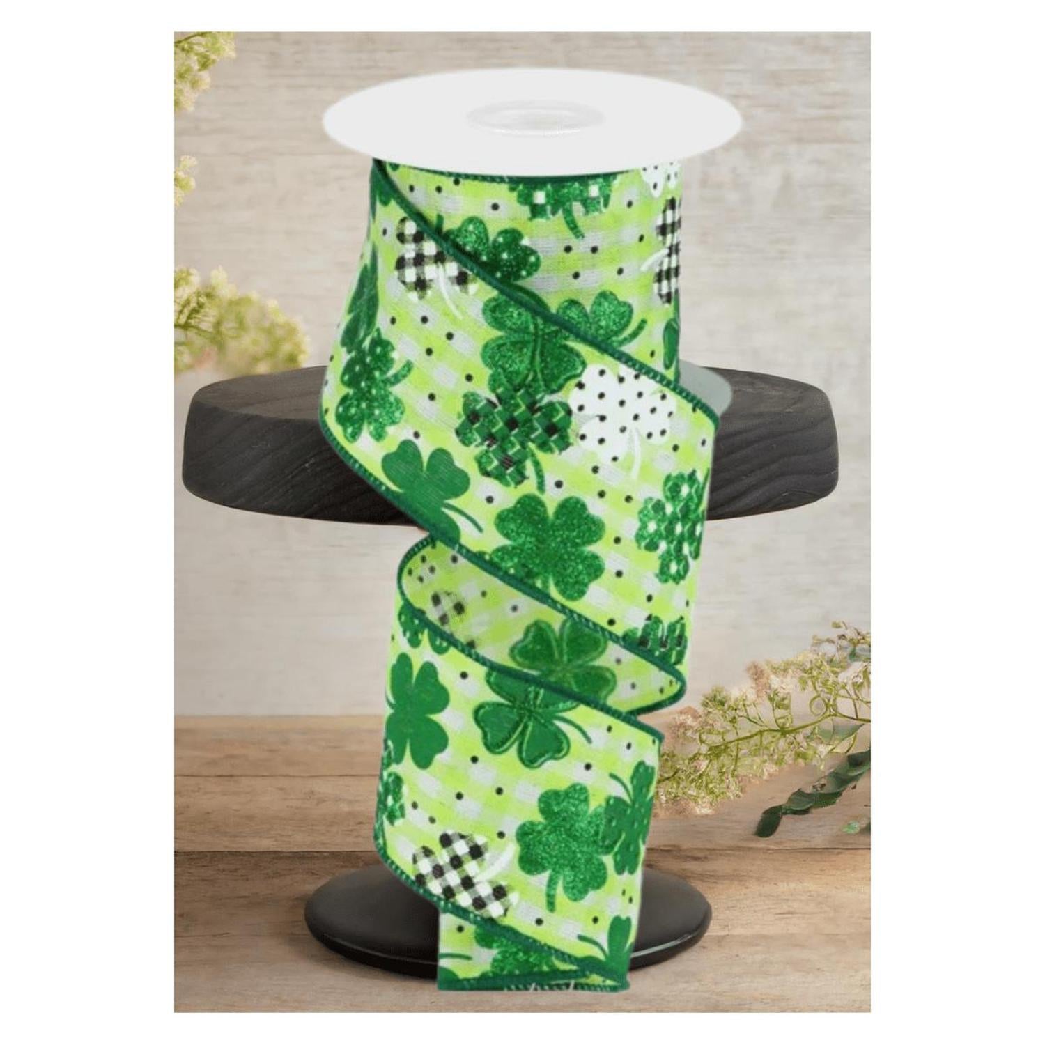Shop For 2.5" Pattern Shamrock Ribbon: Lime Green (10 Yards)
