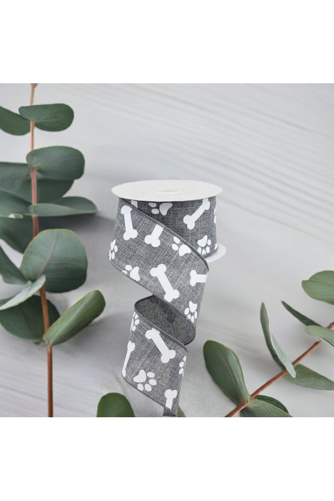 Shop For 2.5" Paw Print Royal Ribbon: Grey (10 Yards) at Michelle's aDOORable Creations