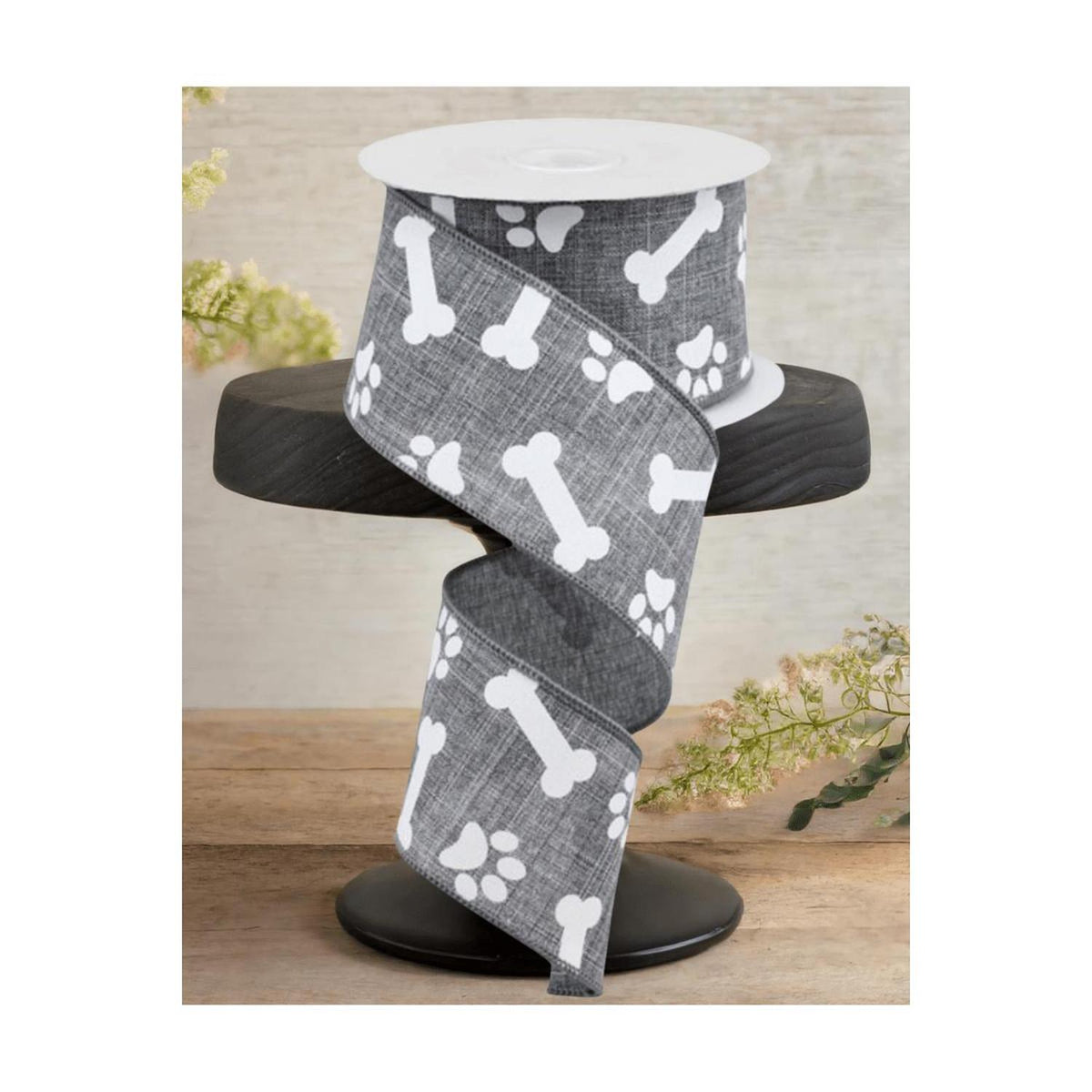 Shop For 2.5" Paw Print Royal Ribbon: Grey (10 Yards)