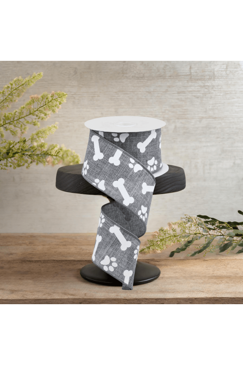 Shop For 2.5" Paw Print Royal Ribbon: Grey (10 Yards)