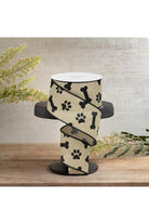 Shop For 2.5" Paw Print Royal Ribbon: Light Beige & Black (10 Yards)