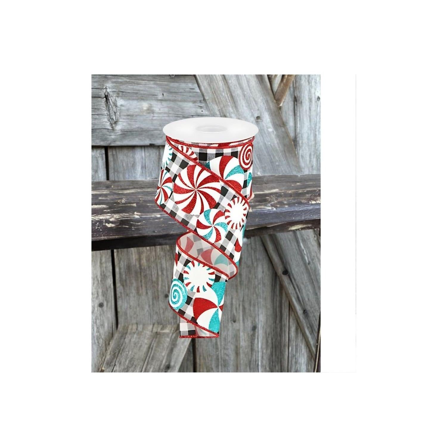 Shop For 2.5" Peppermint Gingham Royal Ribbon: Black/White (10 Yards)