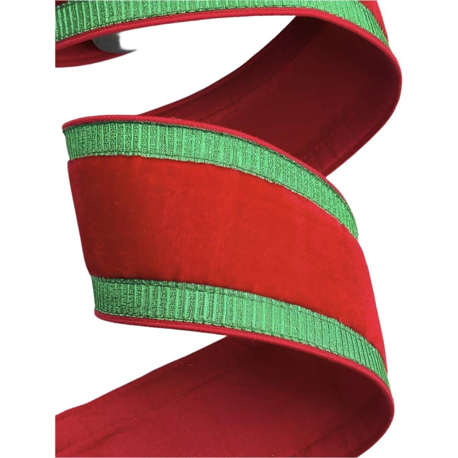 Shop For 2.5" Pleated Borders Ribbon: Red/Green (10 Yards)
