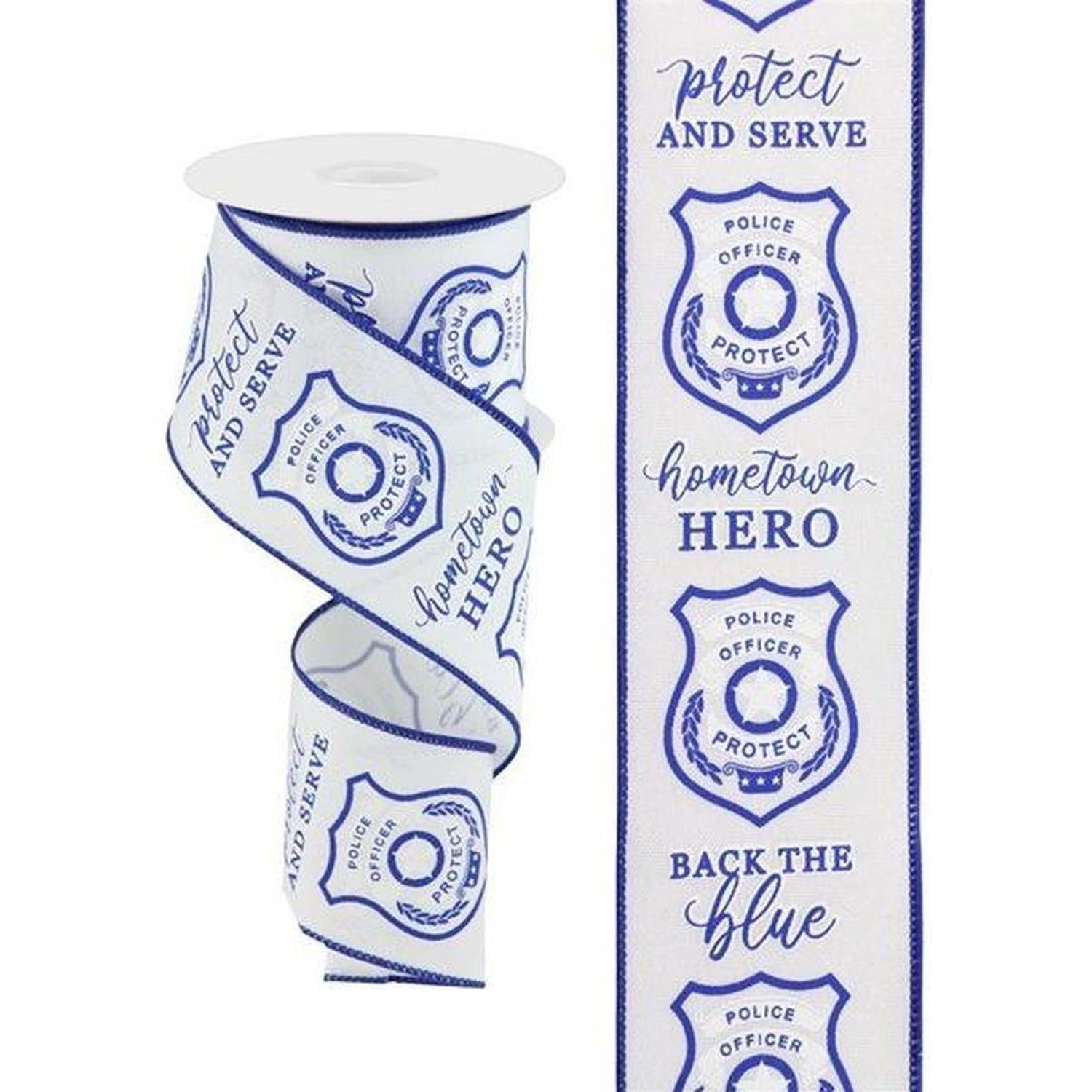 2.5" Police Badge Ribbon: White (10 Yards)