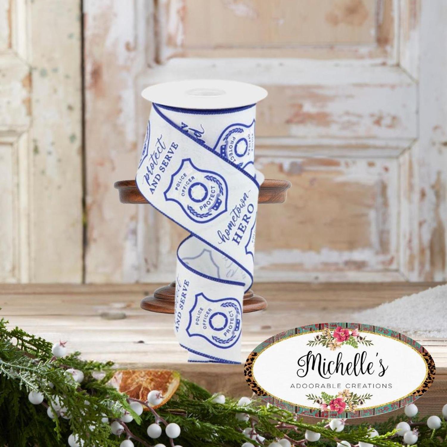 2.5" Police Badge Ribbon: White (10 Yards)