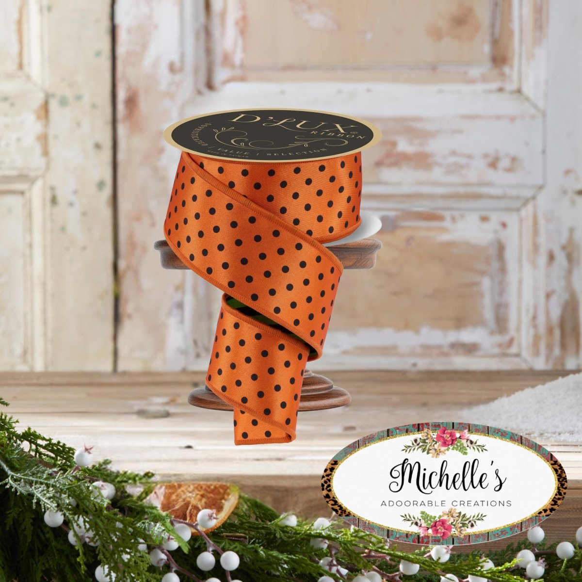Shop For 2.5" Polka Dot Striped Fused Ribbon: Orange (10 Yards)