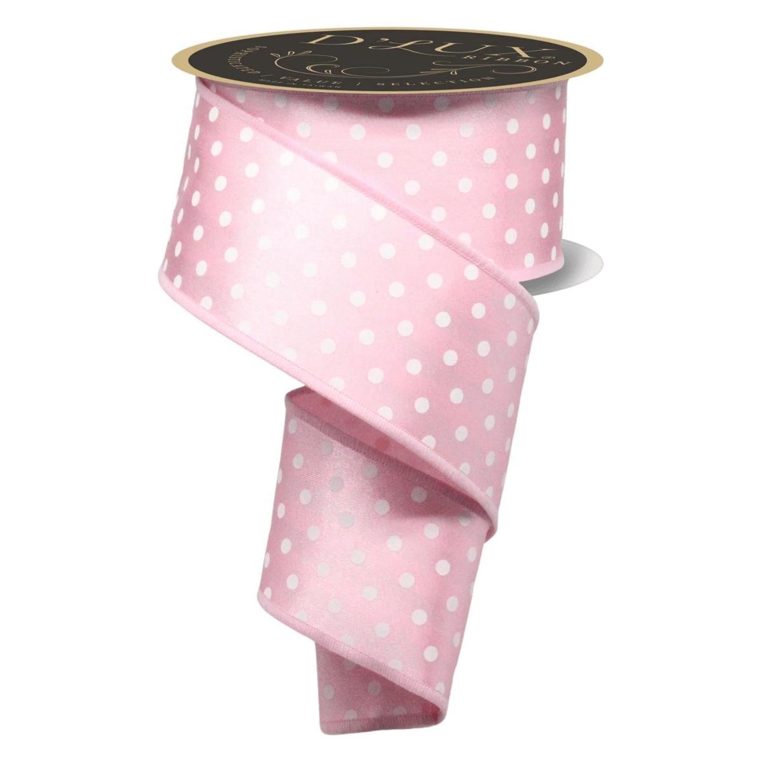 Shop For 2.5" Polka Dot Striped Fused Ribbon: Pink (10 Yards)