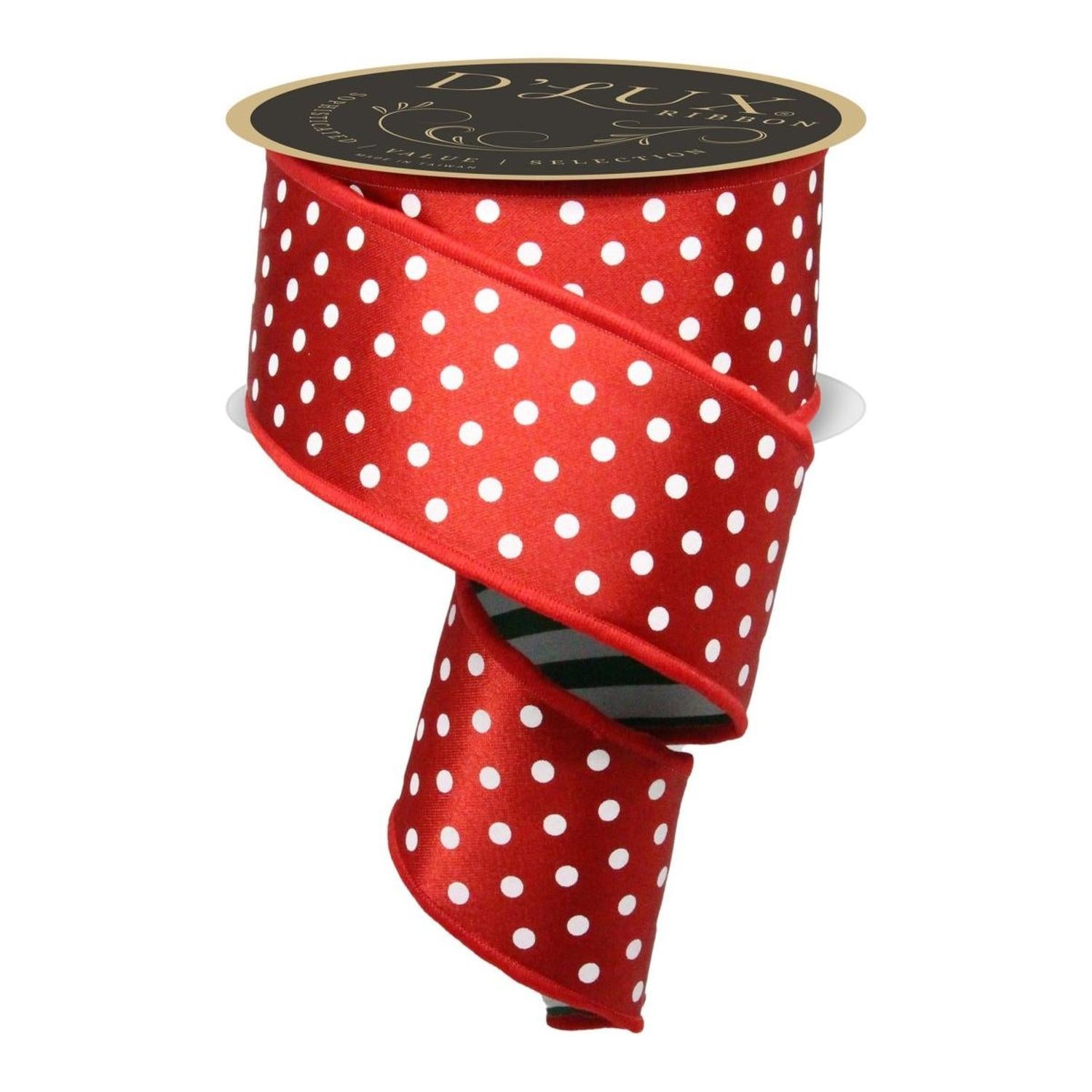 Shop For 2.5" Polka Dot Striped Fused Ribbon: Red/Green/White (10 Yards)