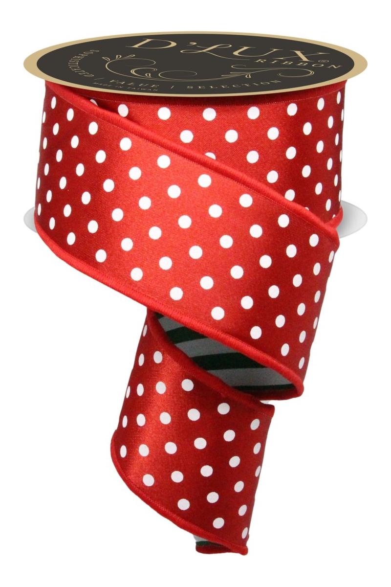 Shop For 2.5" Polka Dot Striped Fused Ribbon: Red/Green/White (10 Yards)