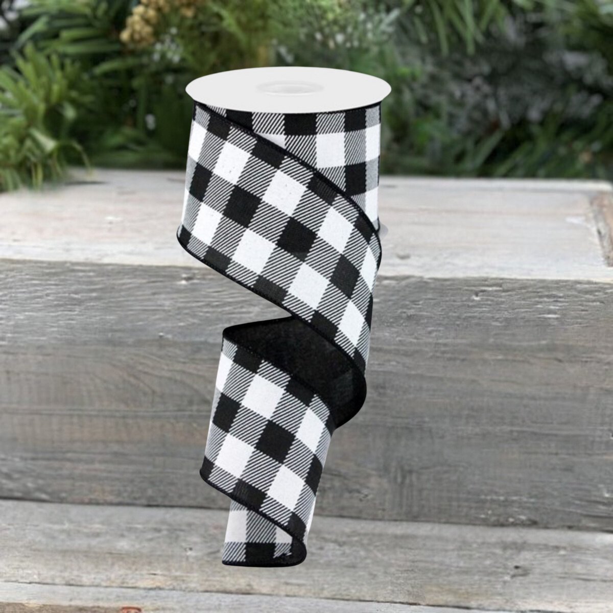 Shop For 2.5" Printed Plaid Check Ribbon: Black & White (10 Yards) at Michelle's aDOORable Creations