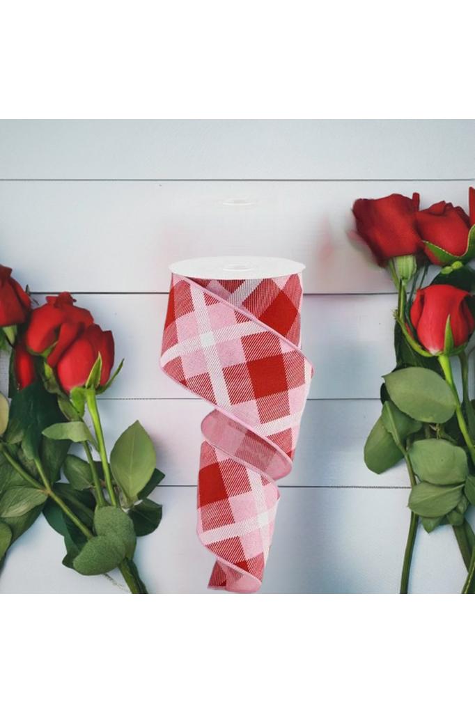Shop For 2.5" Printed Plaid Ribbon: Light Pink, Red and White (10 Yard) RG0168315