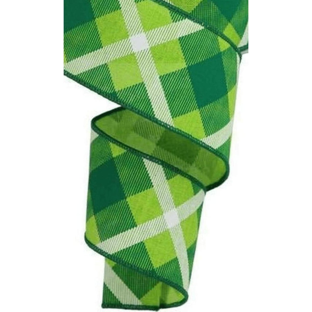 Shop For 2.5" Printed Plaid Ribbon: Lime Green, Green, White (10 Yards)