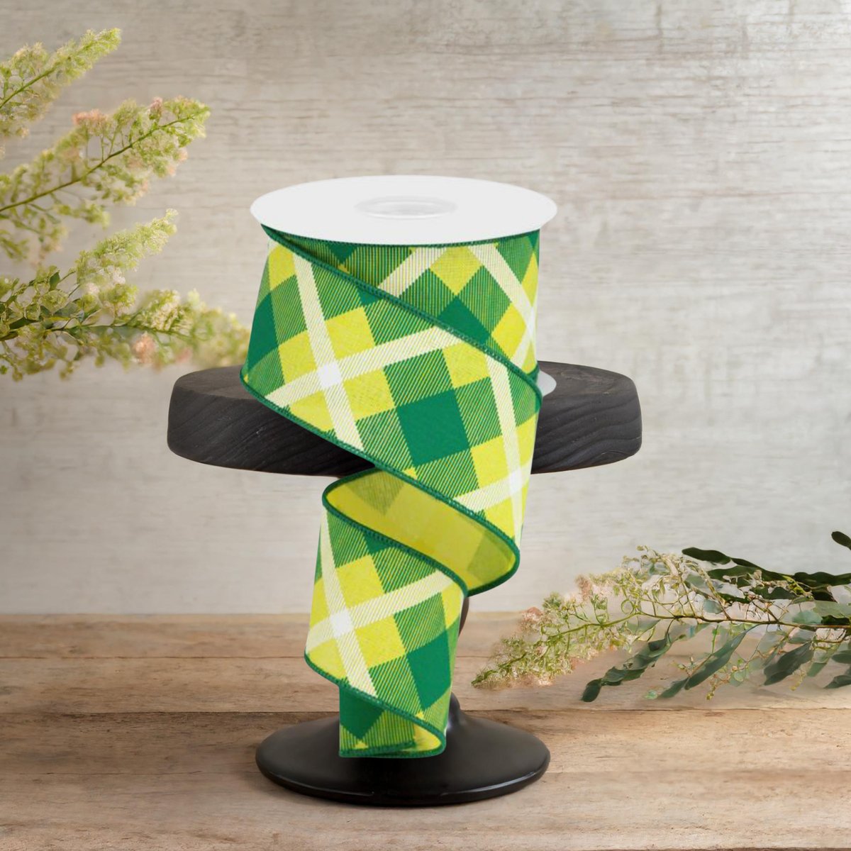 Shop For 2.5" Printed Plaid Ribbon: Yellow, Green, White (10 Yards)