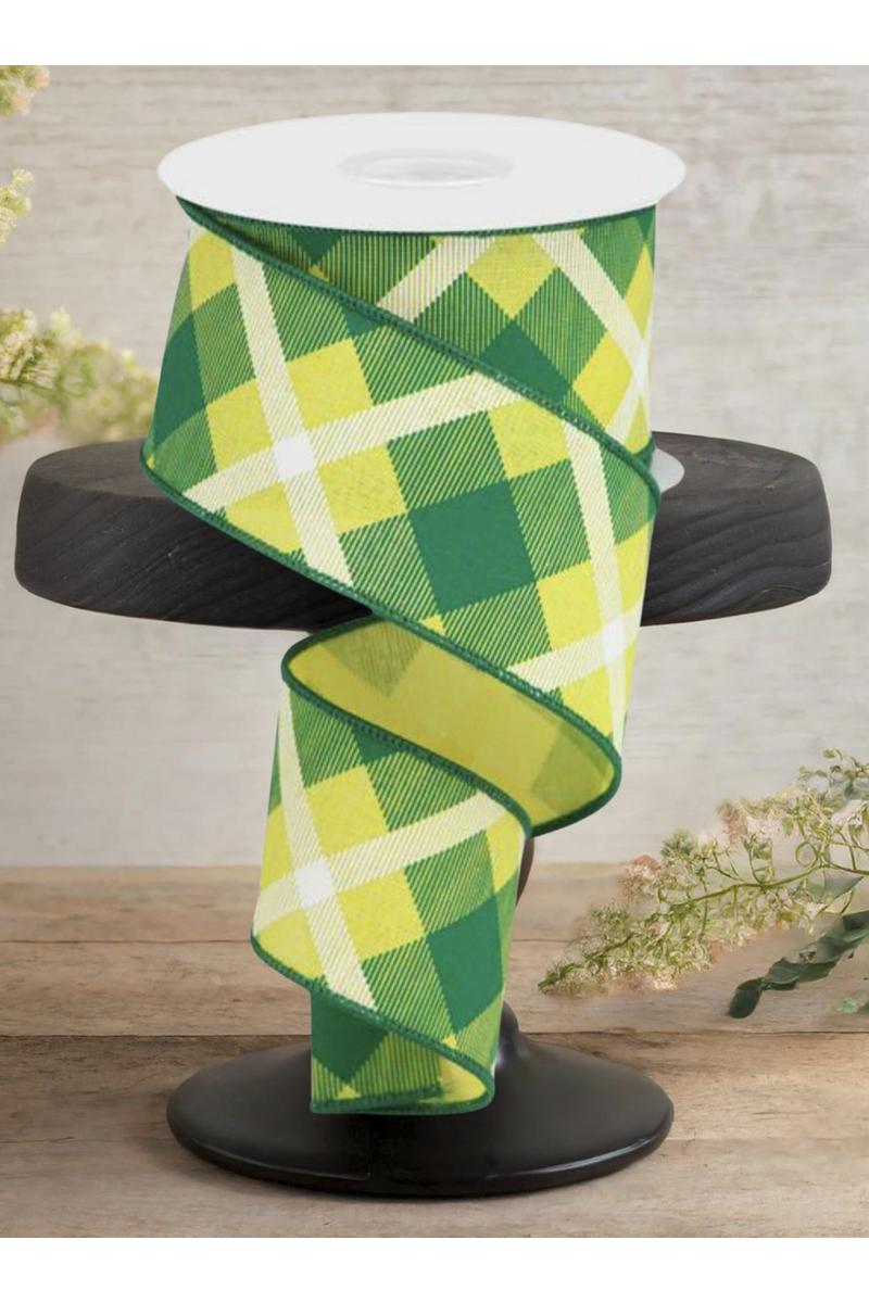 Shop For 2.5" Printed Plaid Ribbon: Yellow, Green, White (10 Yards)