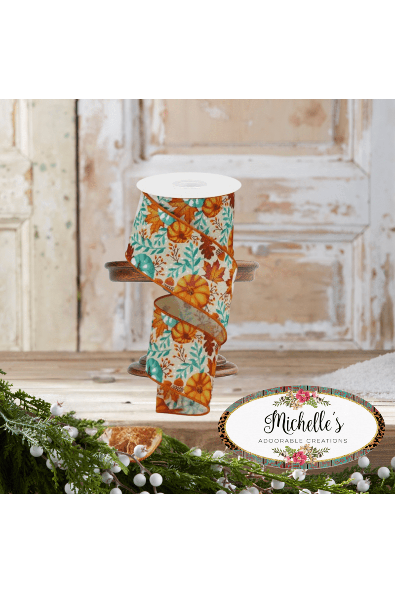 Shop For 2.5" Pumpkin Foliage Ribbon: Cream (10 Yards)