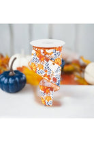 Shop For 2.5" Pumpkin Foliage Ribbon: White/Navy (10 Yards) at Michelle's aDOORable Creations