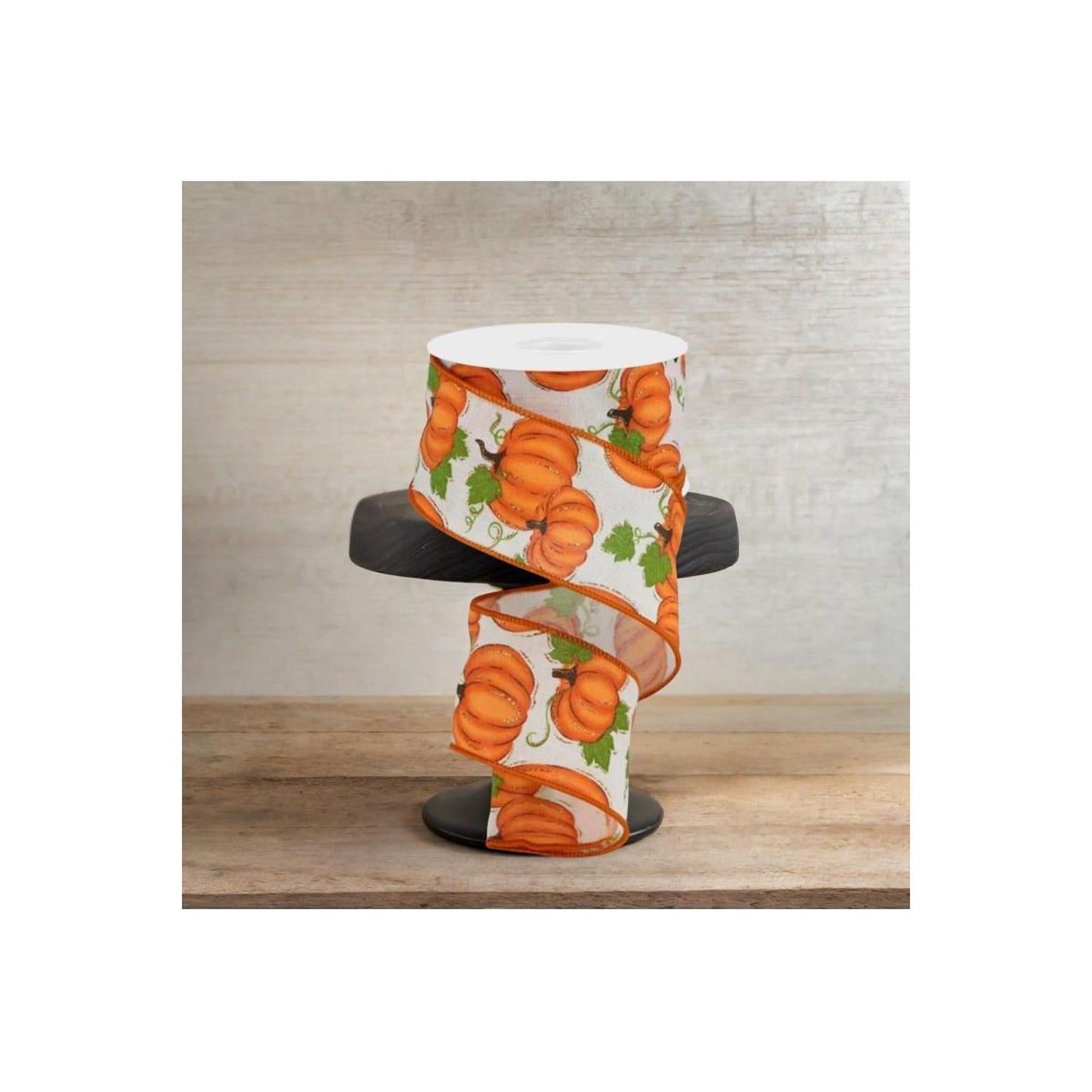 2.5" Pumpkin Patch Ribbon: Off White (10 Yards)