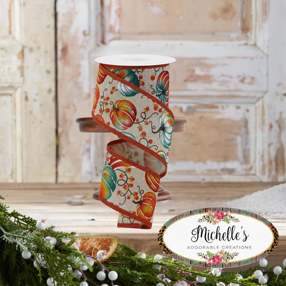 Shop For 2.5" Pumpkins Bittersweet Ribbon: Light Natural (10 Yards)