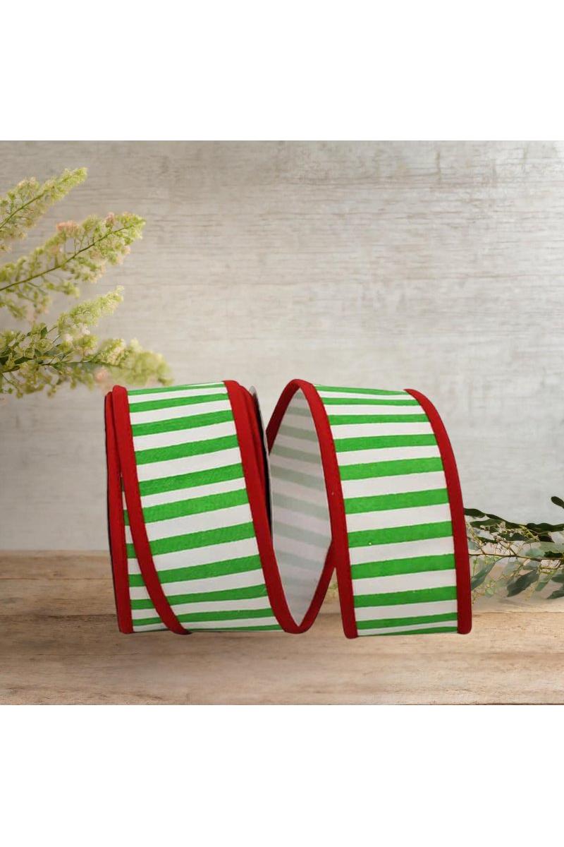 Shop For 2.5" Railroad Striped Ribbon: Green/White (10 Yards)