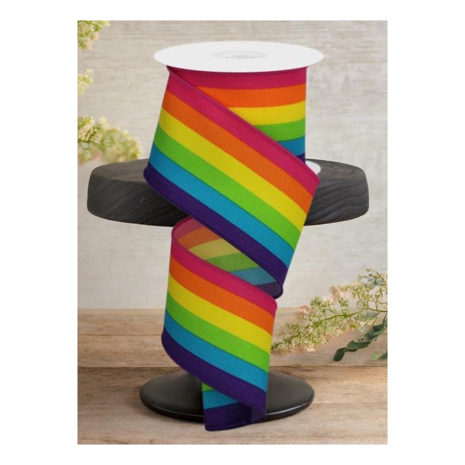 2.5" Rainbow Vertical Stripe Ribbon: Primary Color (10 Yards)