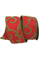 Shop For 2.5" Red and Lime Green Raised Swirls(10 Yards)