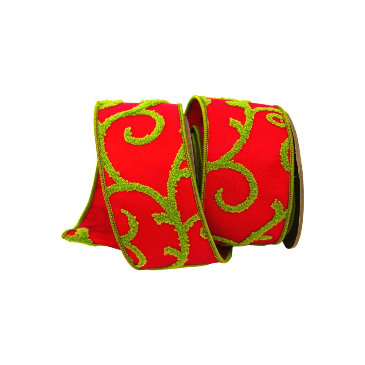 Shop For 2.5" Red and Lime Green Raised Swirls(10 Yards)