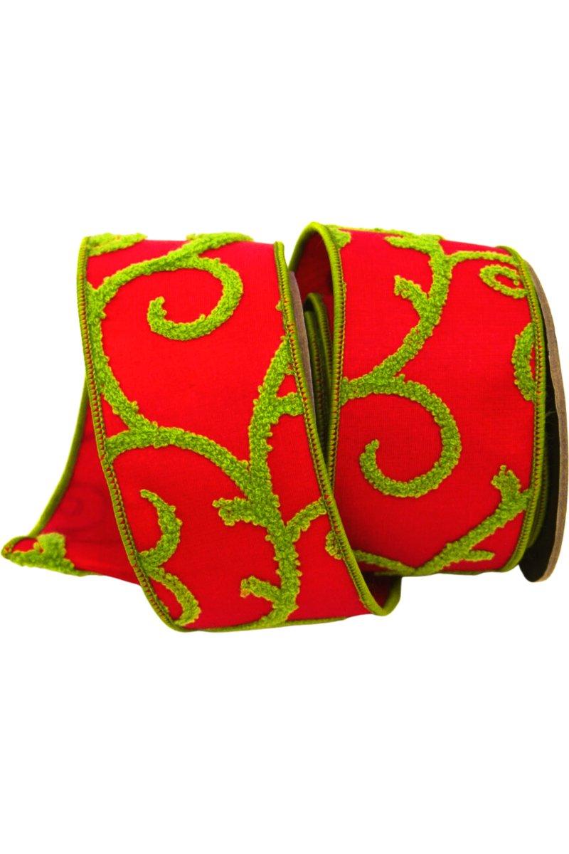 Shop For 2.5" Red and Lime Green Raised Swirls(10 Yards)