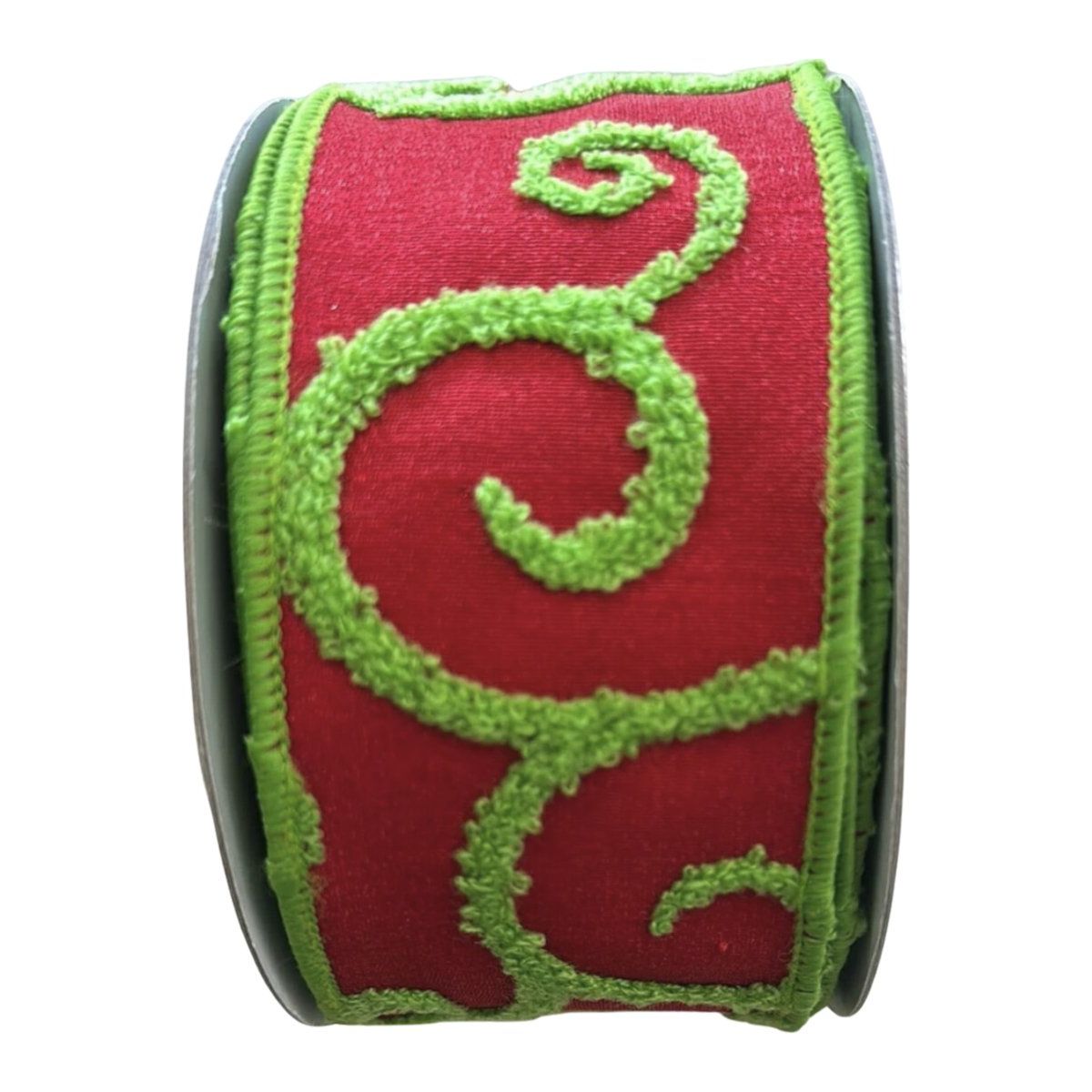 Shop For 2.5" Red and Lime Green Raised Swirls(10 Yards)