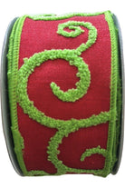 Shop For 2.5" Red and Lime Green Raised Swirls(10 Yards)