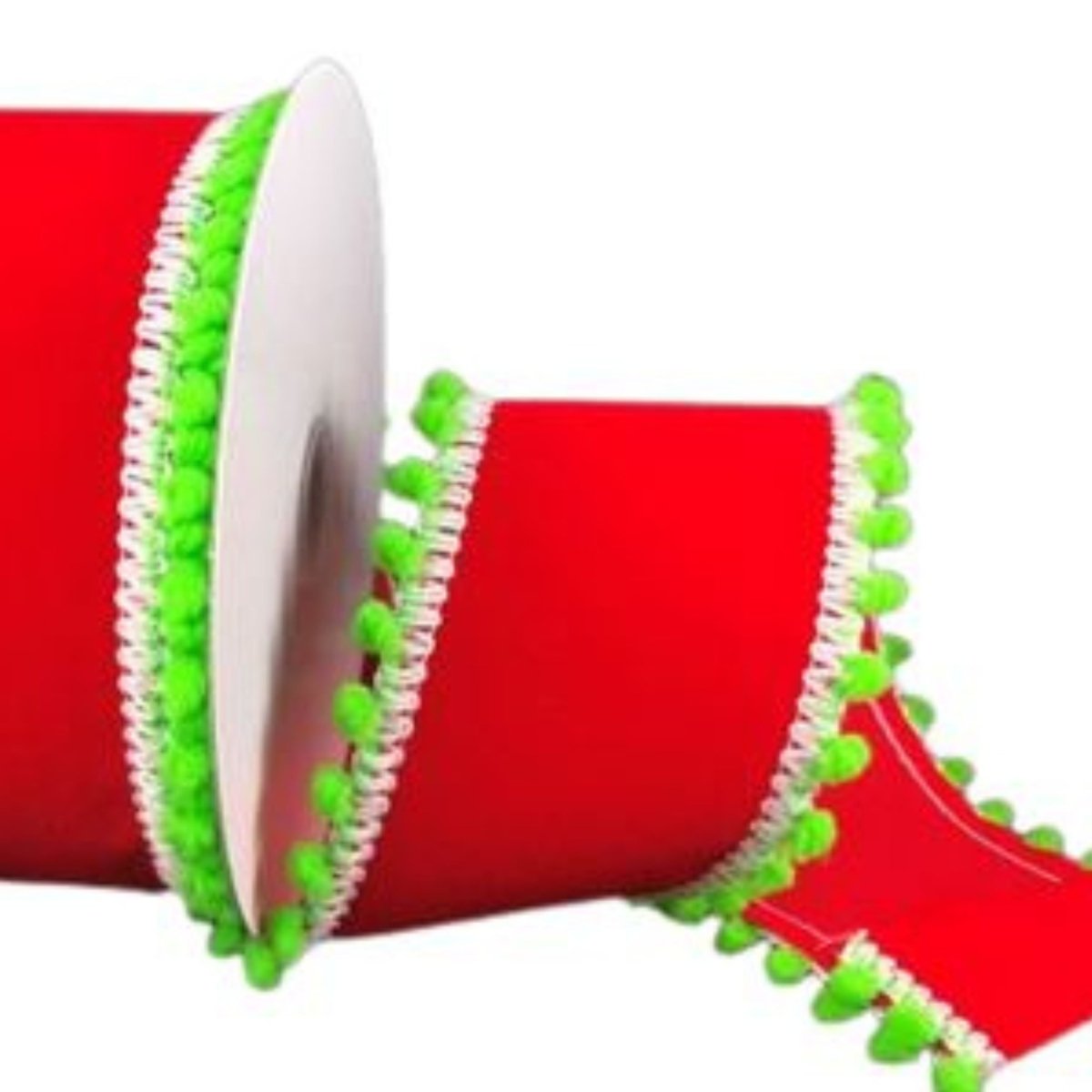 Shop For 2.5" Red Velvet Pom Ribbon: Lime Green (10 Yards)