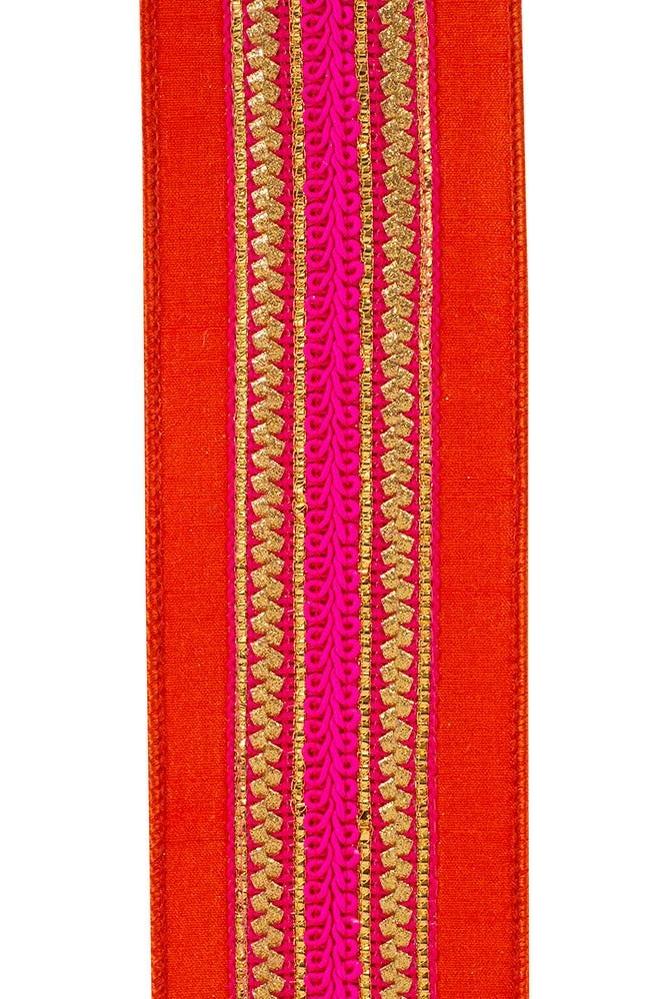 Shop For 2.5" Regal Stripe Trimming Dupioni Ribbon: Copper/Pink (5 Yards)