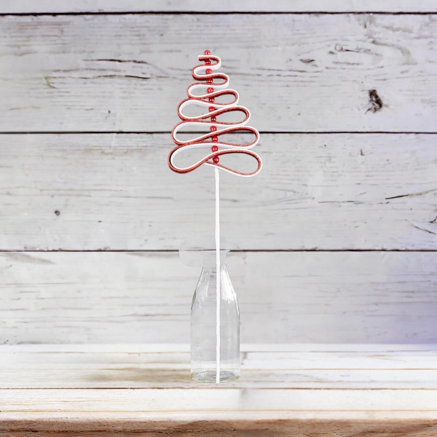 25" Ribbon Candy Tree Stem: Red/White