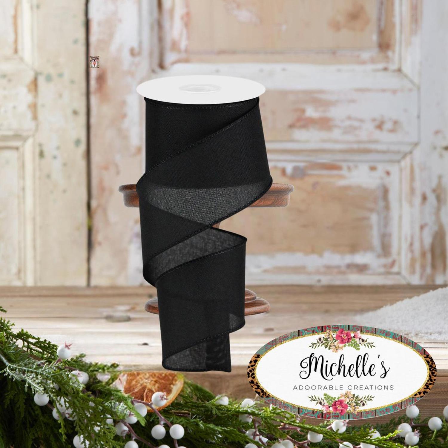 2.5" Royal Burlap Ribbon: Black (10 Yards)
