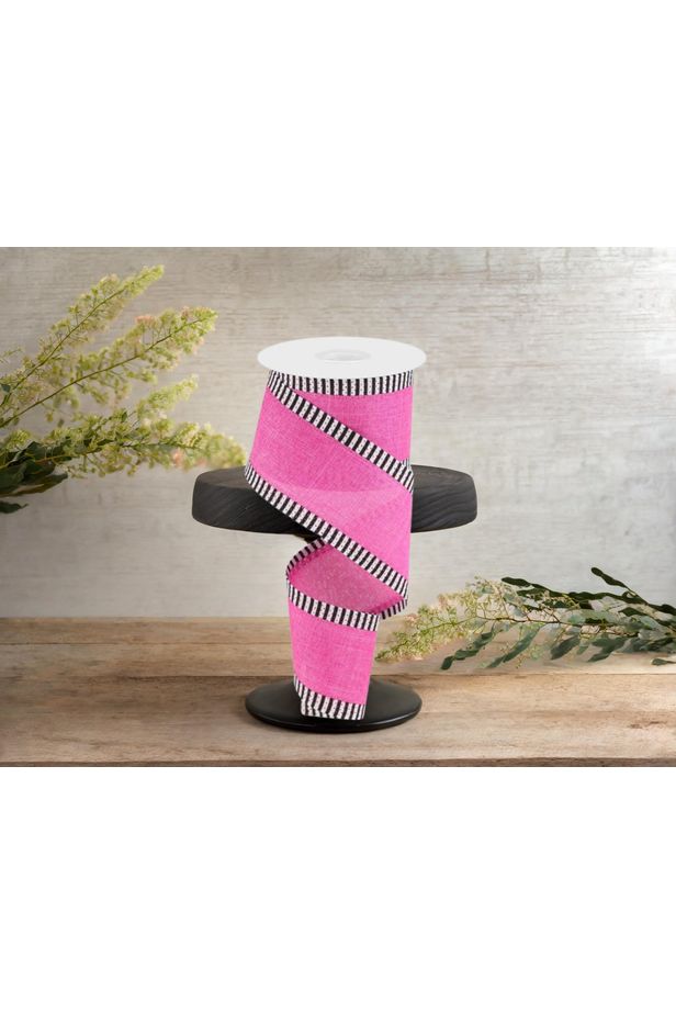 Shop For 2.5" Royal Burlap Thin Stripe Ribbon: Fuchsia (10 Yards) at Michelle's aDOORable Creations