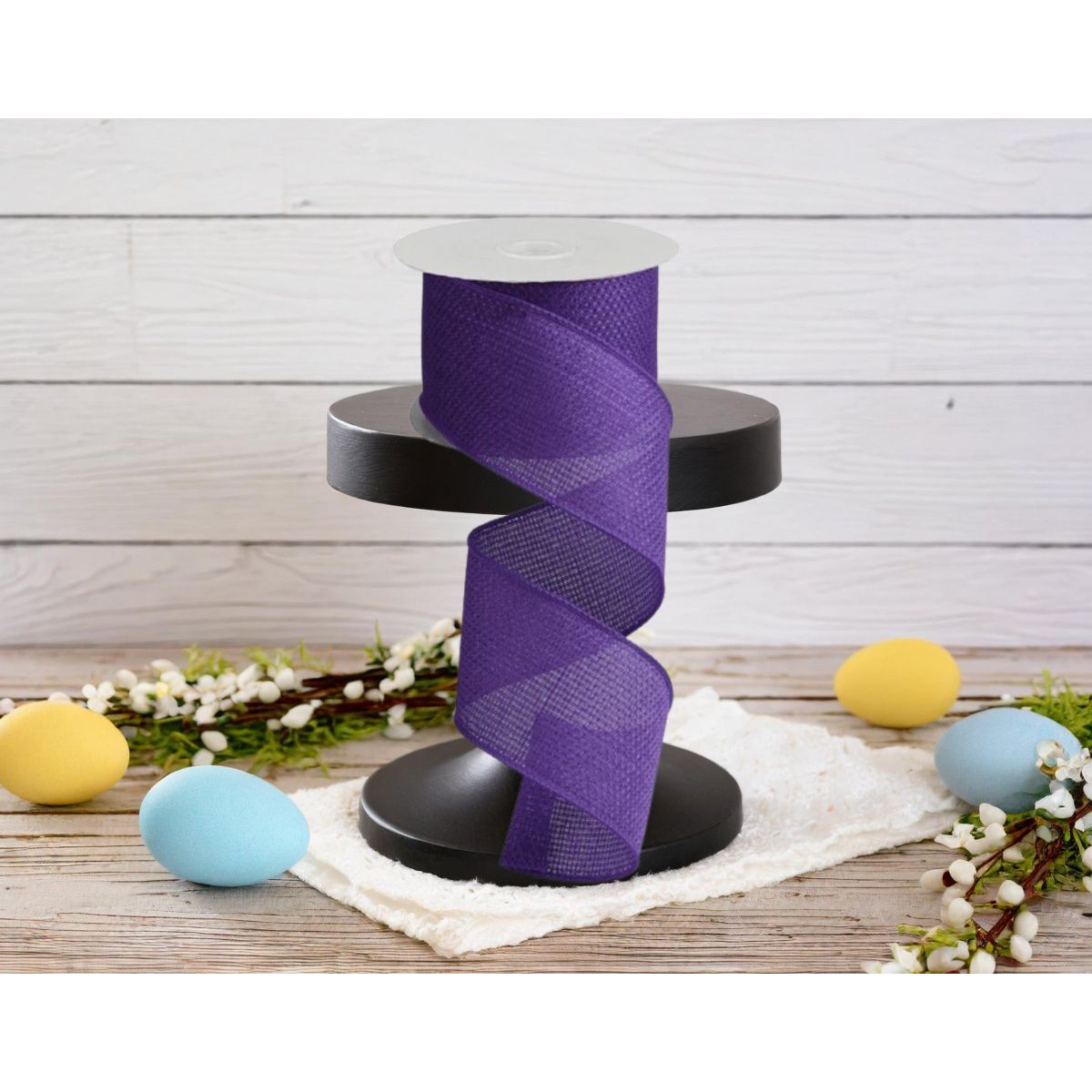Shop For 2.5" Royal Faux Burlap Ribbon: Purple (10 Yards) at Michelle's aDOORable Creations