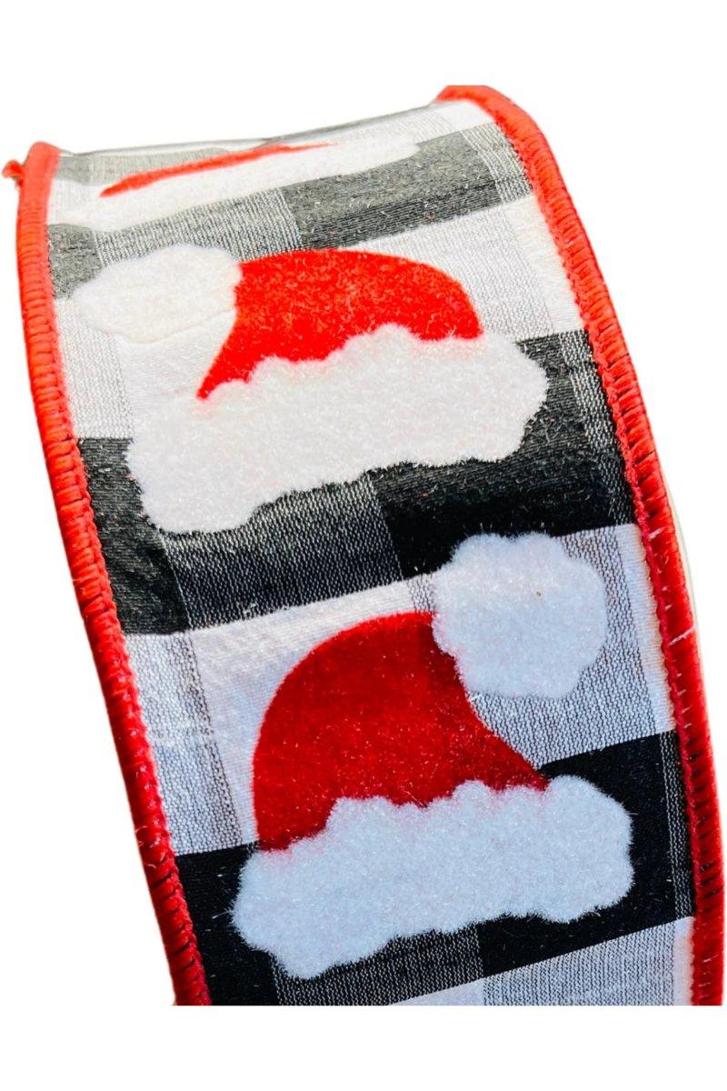 Shop For 2.5" Santa Hats on Check Ribbon: Black & White (10 Yards)