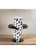 Shop For 2.5" Satin Paw Print Ribbon: Black & White (10 Yards)