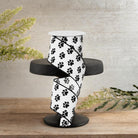 Shop For 2.5" Satin Paw Print Ribbon: Black & White (10 Yards)