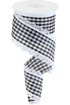 Shop For 2.5" Scalloped Edge Gingham Ribbon: White (10 Yard) at Michelle's aDOORable Creations