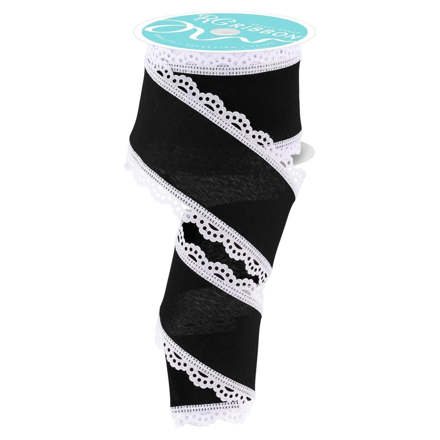 Shop For 2.5" Scalloped Edge Ribbon: Black/White (10 Yard)