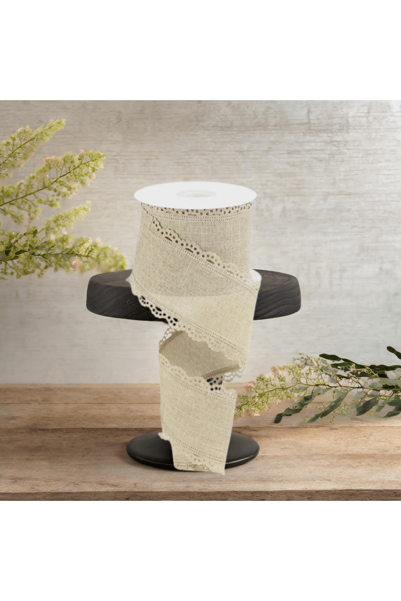Shop For 2.5" Scalloped Edge Ribbon: Buff (10 Yard)