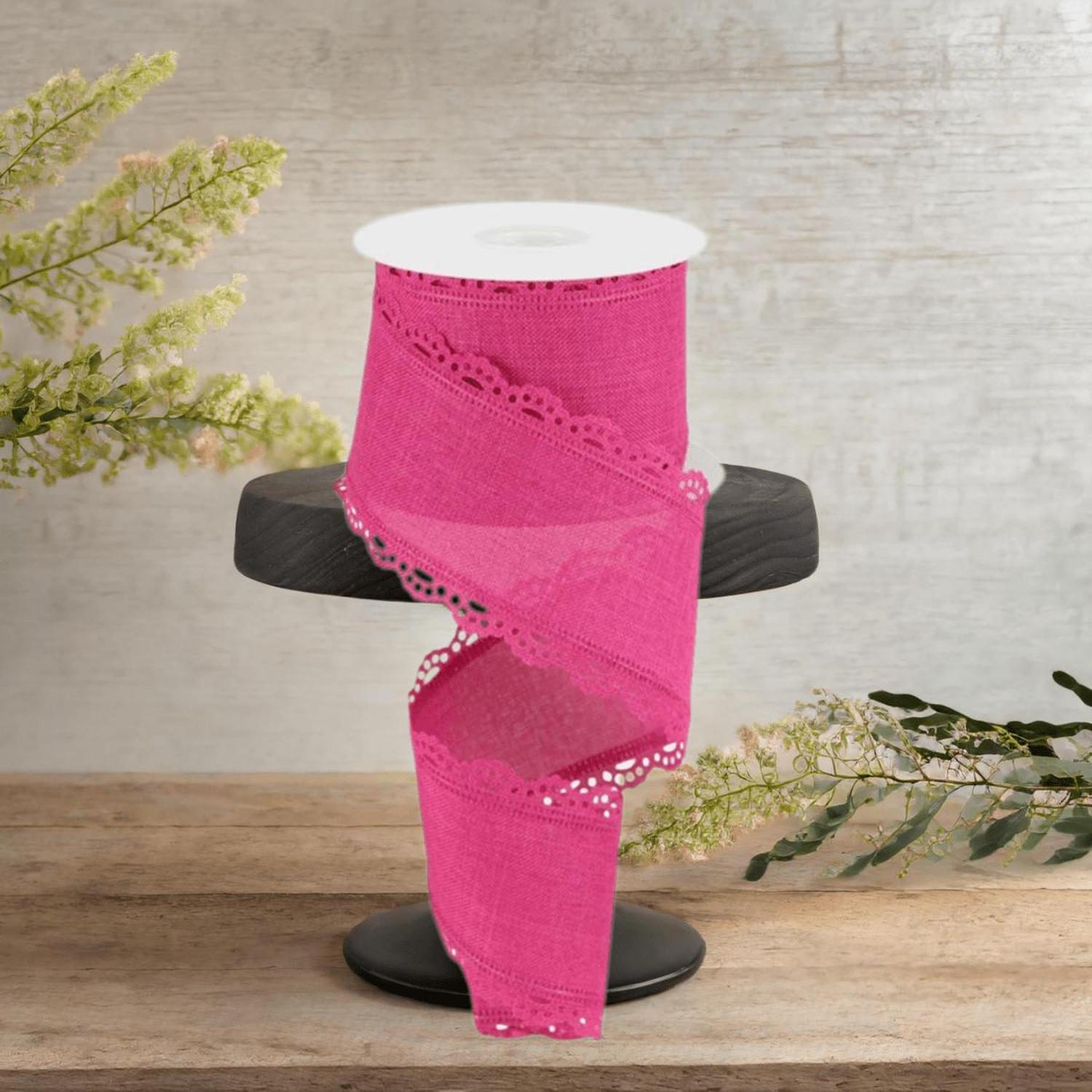 2.5" Scalloped Edge Ribbon: Fuchsia (10 Yard)