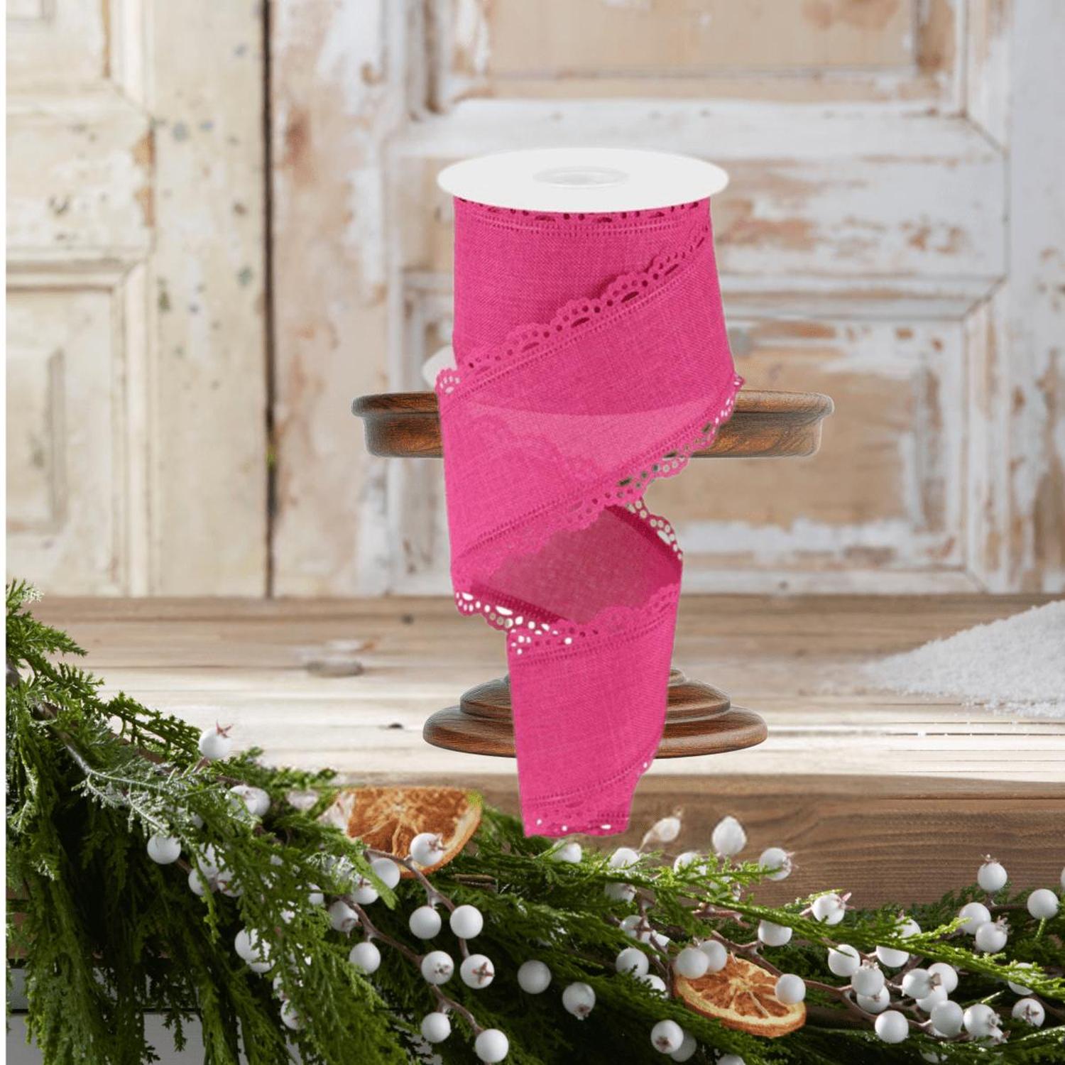 2.5" Scalloped Edge Ribbon: Fuchsia (10 Yard)