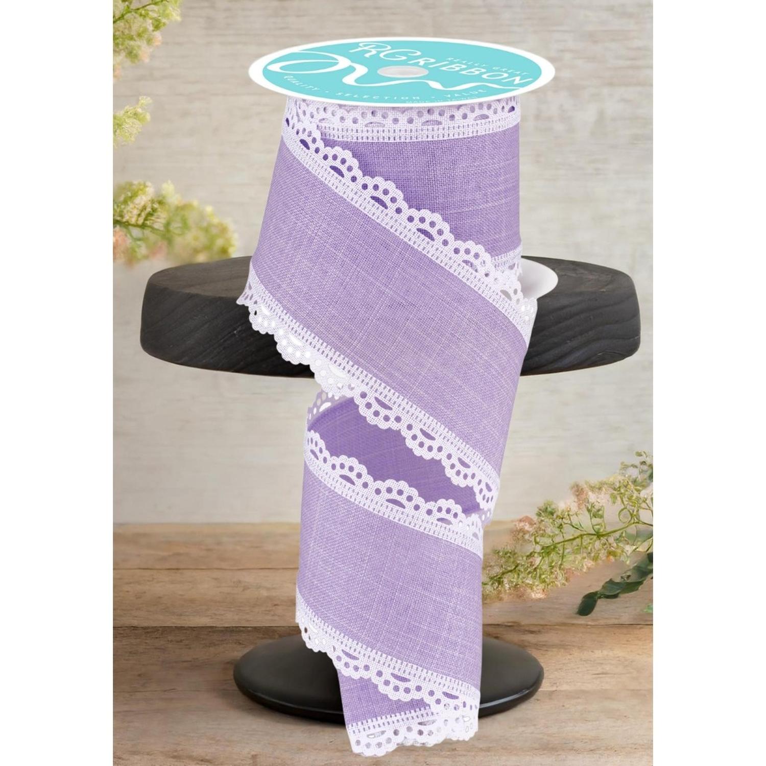 Shop For 2.5" Scalloped Edge Ribbon: Light Lavender/White (10 Yard)