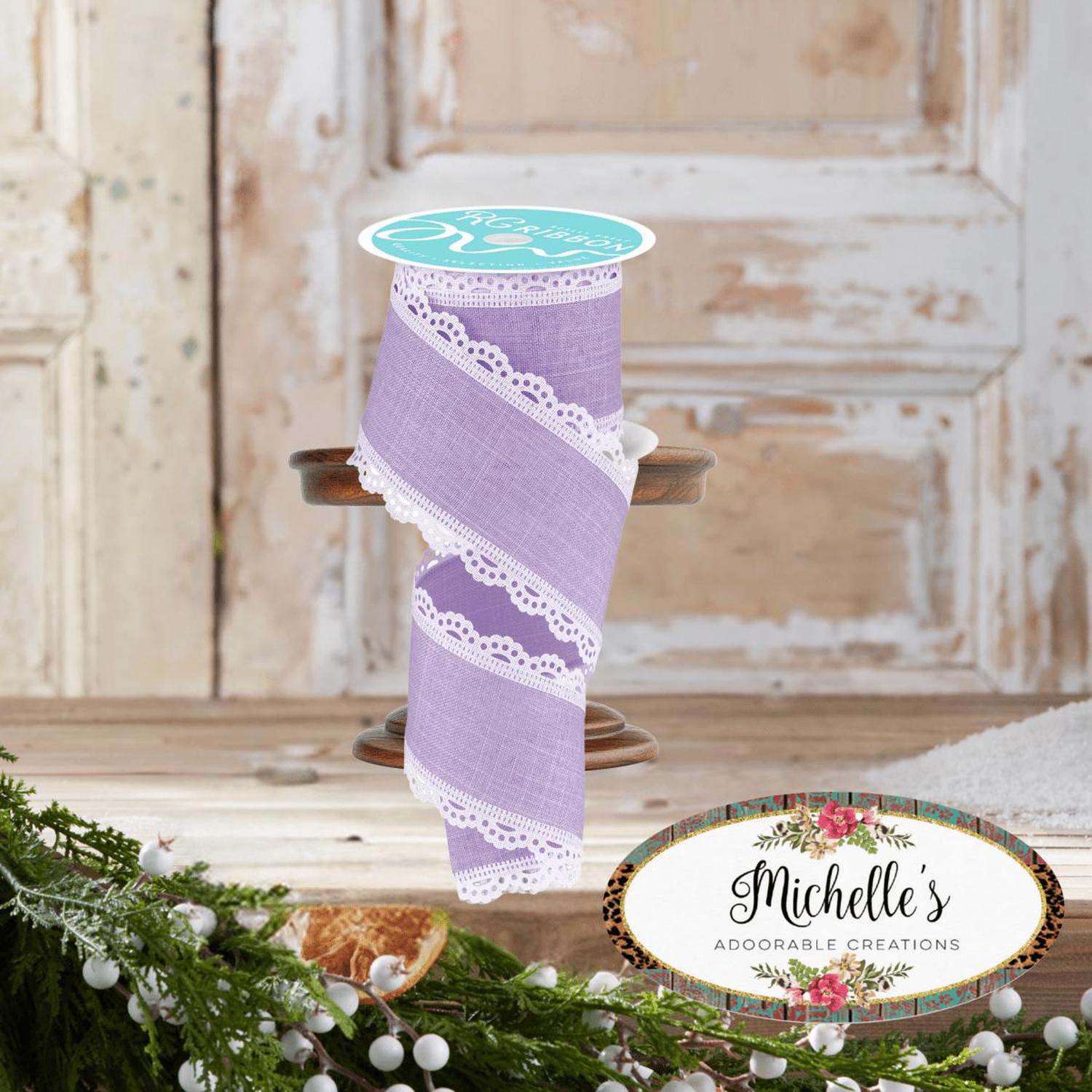 Shop For 2.5" Scalloped Edge Ribbon: Light Lavender/White (10 Yard)