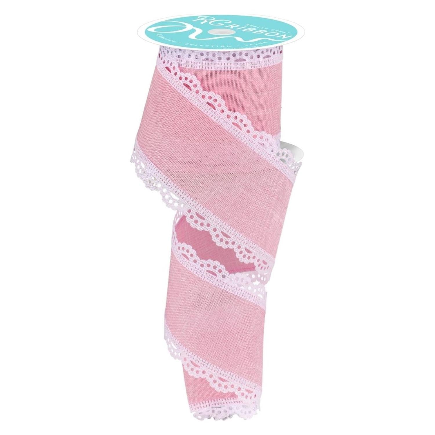 2.5" Scalloped Edge Ribbon: Light Pink (10 Yard)