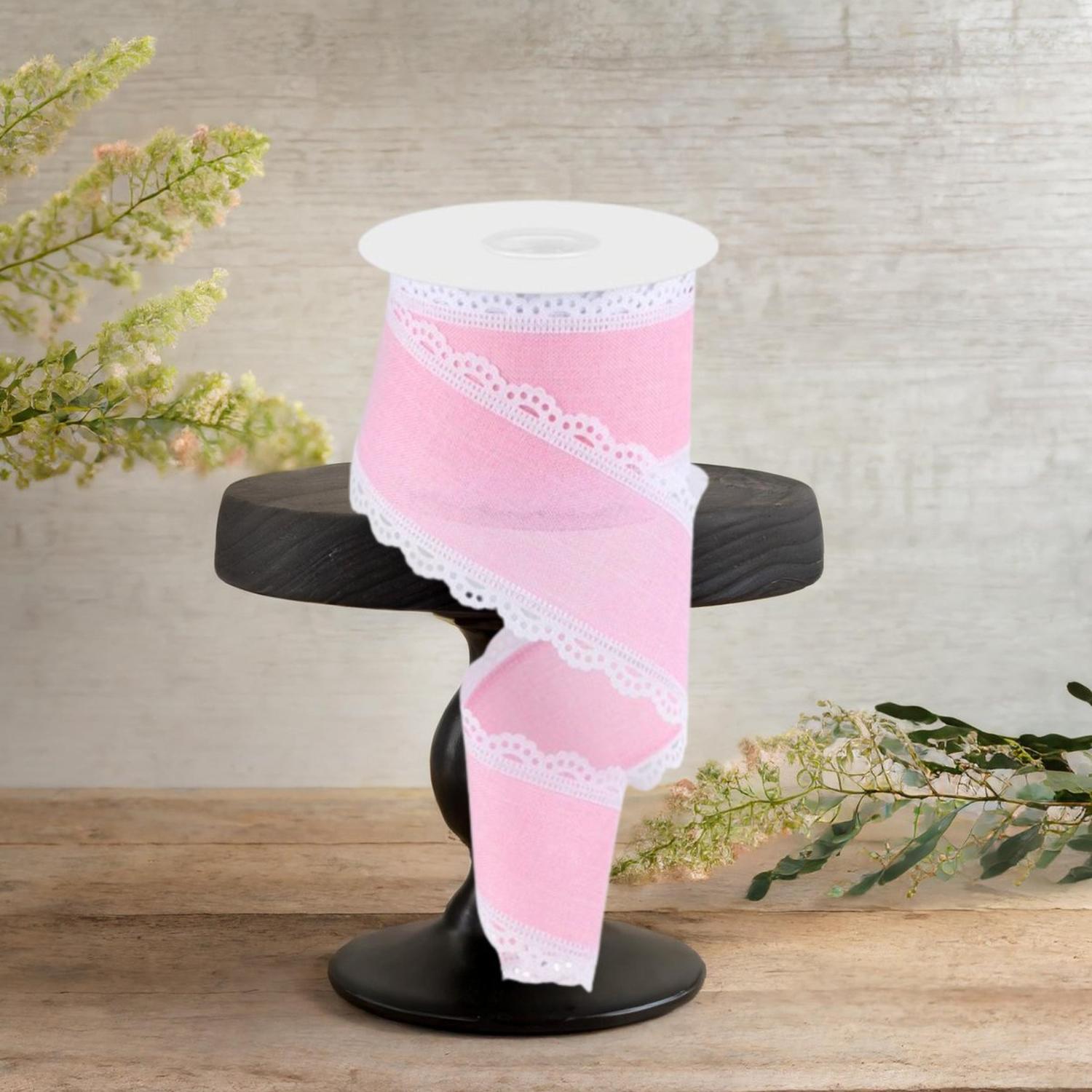 2.5" Scalloped Edge Ribbon: Light Pink (10 Yard)