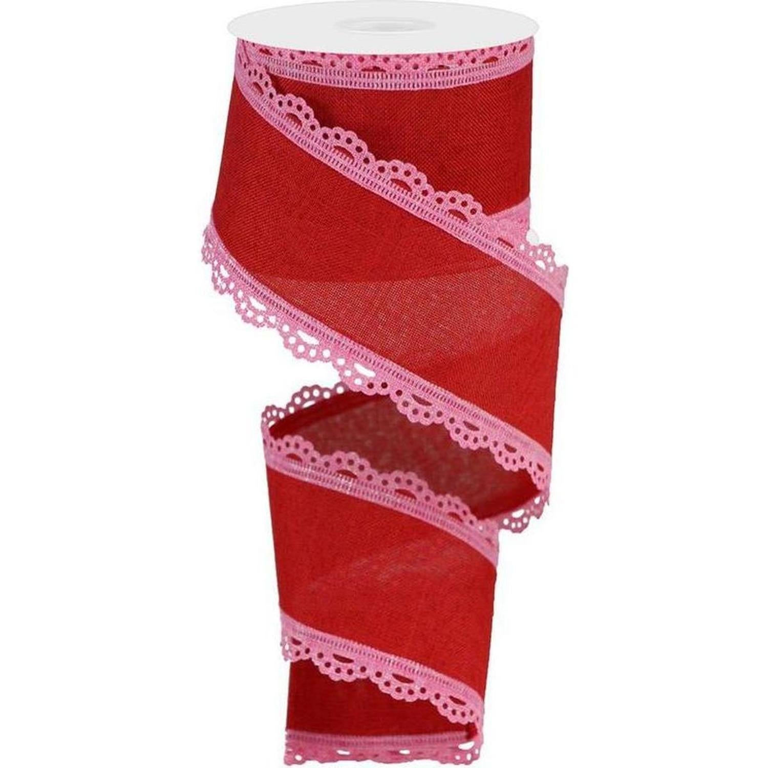 2.5" Scalloped Edge Ribbon: Red/Pink (10 Yard)