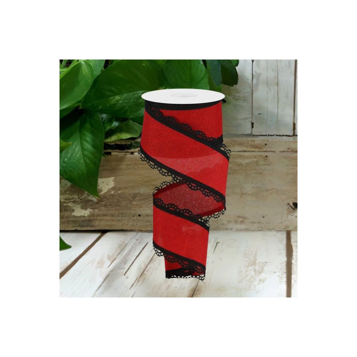 Shop For 2.5" Scalloped Edge Royal Ribbon: Red & Black (10 Yard) at Michelle's aDOORable Creations